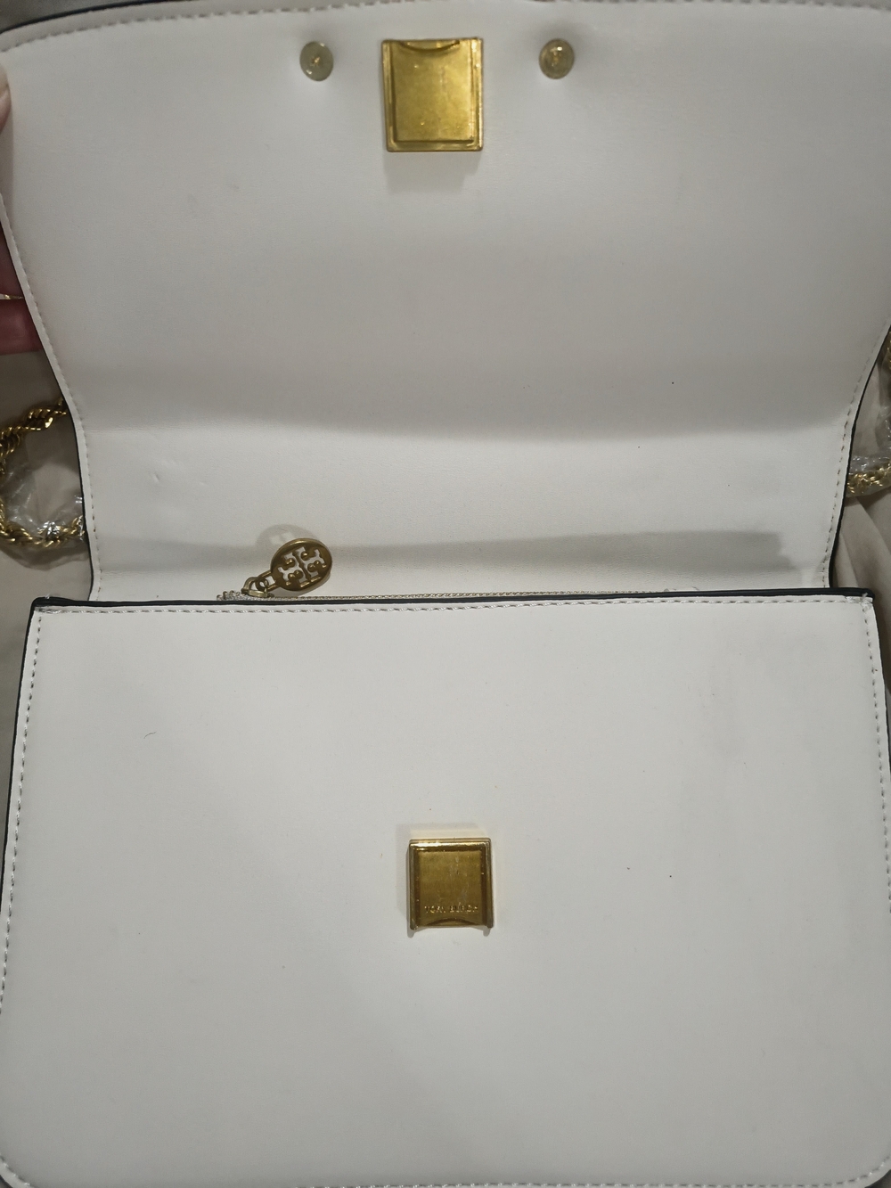 Tory Burch Eleanor Convertible White Leather Chain Shoulder Crossbody - Picture 4 of 8